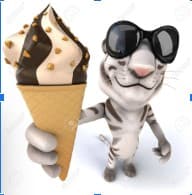Tiger with ice cream